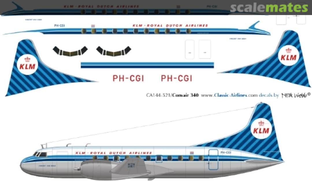 Boxart KLM (diagonal stripes) CV340 CA144-521 Classic Airlines Boxart KLM (diagonal stripes) CV340 CA144-521 Classic Airlines