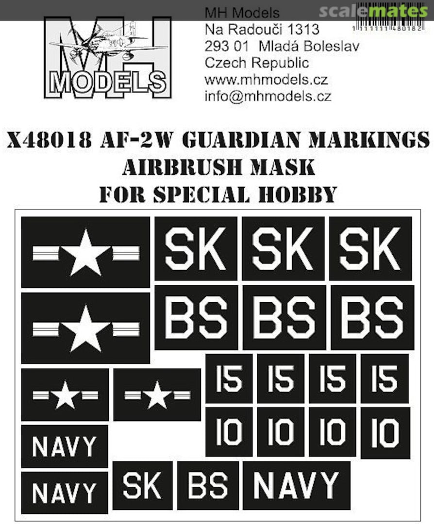 Boxart AF-2W Guardian Markings Airbrush Mask X48018 MH Models Boxart AF-2W Guardian Markings Airbrush Mask X48018 MH Models