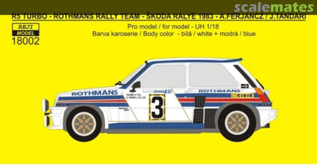 Boxart Renault R5 Turbo Rothmans Rally Team #3 18002 REJI Model Boxart Renault R5 Turbo Rothmans Rally Team #3 18002 REJI Model