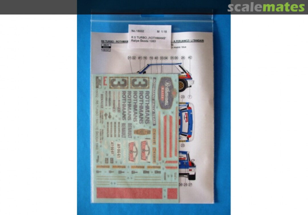 Contents Renault R5 Turbo Rothmans Rally Team #3 18002 REJI Model Contents Renault R5 Turbo Rothmans Rally Team #3 18002 REJI Model