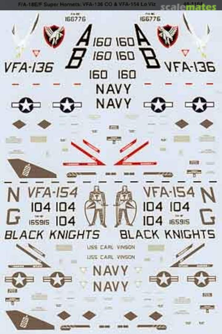 Boxart F/A-18E/F Super Hornets: VFA-136 CO & VFA-154 Lo Viz 48-1164 Microscale Boxart F/A-18E/F Super Hornets: VFA-136 CO & VFA-154 Lo Viz 48-1164 Microscale