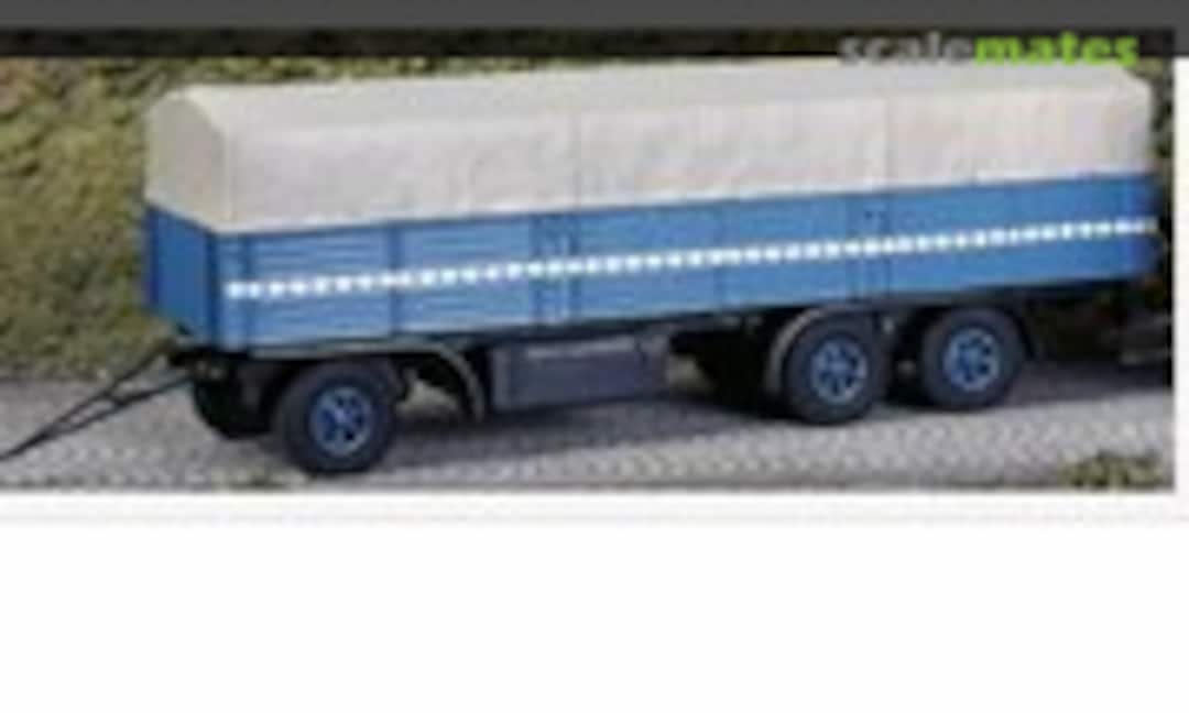 Three-axle trailer type Ackermann with flatbed and tarpaulin (Weinert Modellbau 4330)