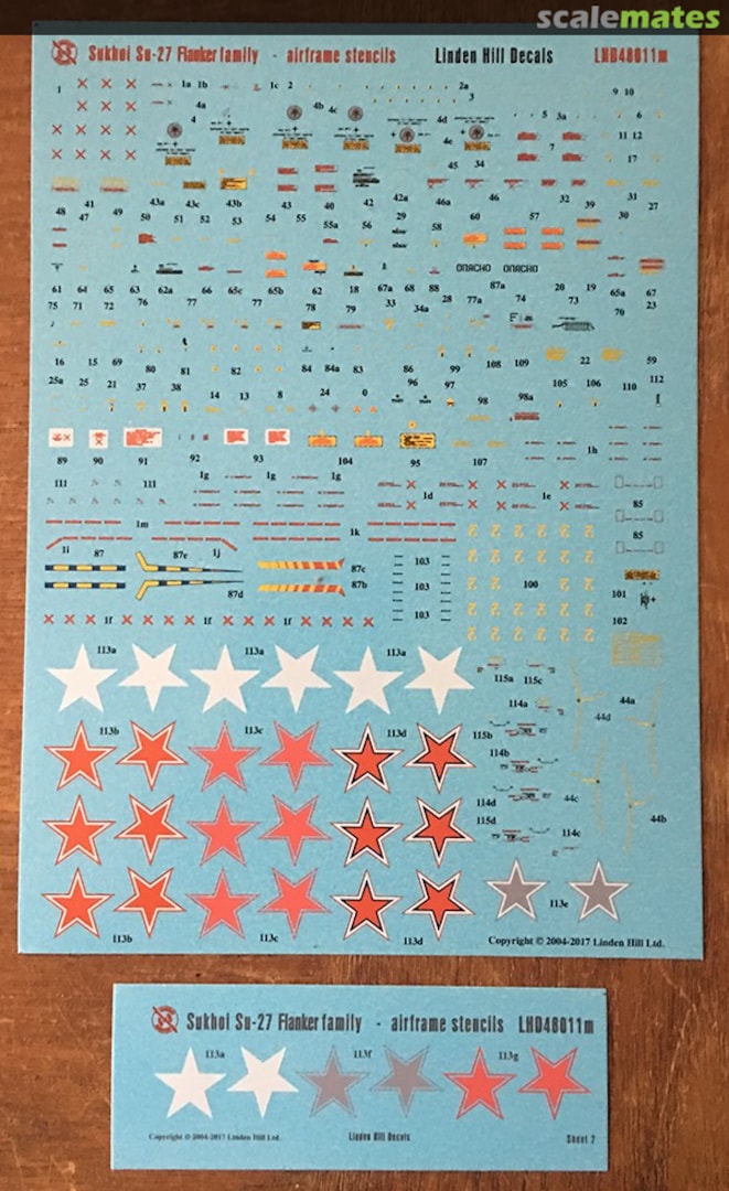 Boxart Sukhoi Su-27 Flanker B airframe stencils update LHD48011M Linden Hill Decals Boxart Sukhoi Su-27 Flanker B airframe stencils update LHD48011M Linden Hill Decals