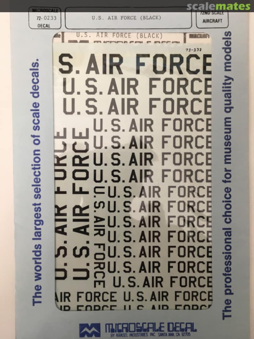 Boxart U.S. Air Force (Black) 72-233 Microscale Boxart U.S. Air Force (Black) 72-233 Microscale