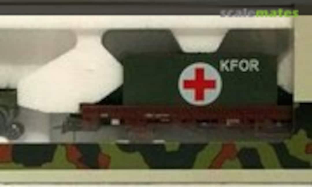 1:87 Rungenwagen Kbs 442 BW Container KFOR + 2 Wege Unimog 400 (Roco Minitanks 877)