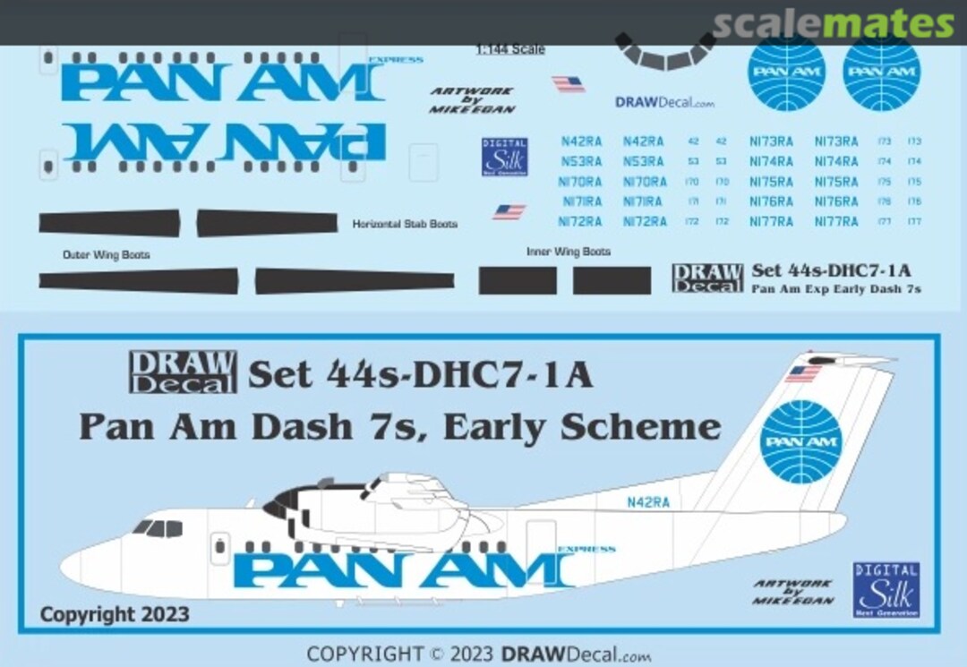Boxart Pan Am Express Dash 7s, Early Scheme 44-DHC7-1A Draw Decal Boxart Pan Am Express Dash 7s, Early Scheme 44-DHC7-1A Draw Decal