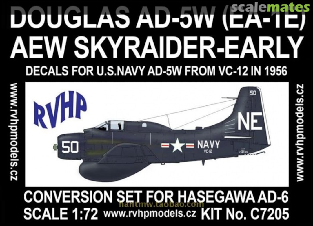 Boxart Douglas AD-5W (EA-1E) AEW Skyraider Early Resin Conversion Set w/Decal (for Hasegawa AD-6) C7205 RVHP Boxart Douglas AD-5W (EA-1E) AEW Skyraider Early Resin Conversion Set w/Decal (for Hasegawa AD-6) C7205 RVHP