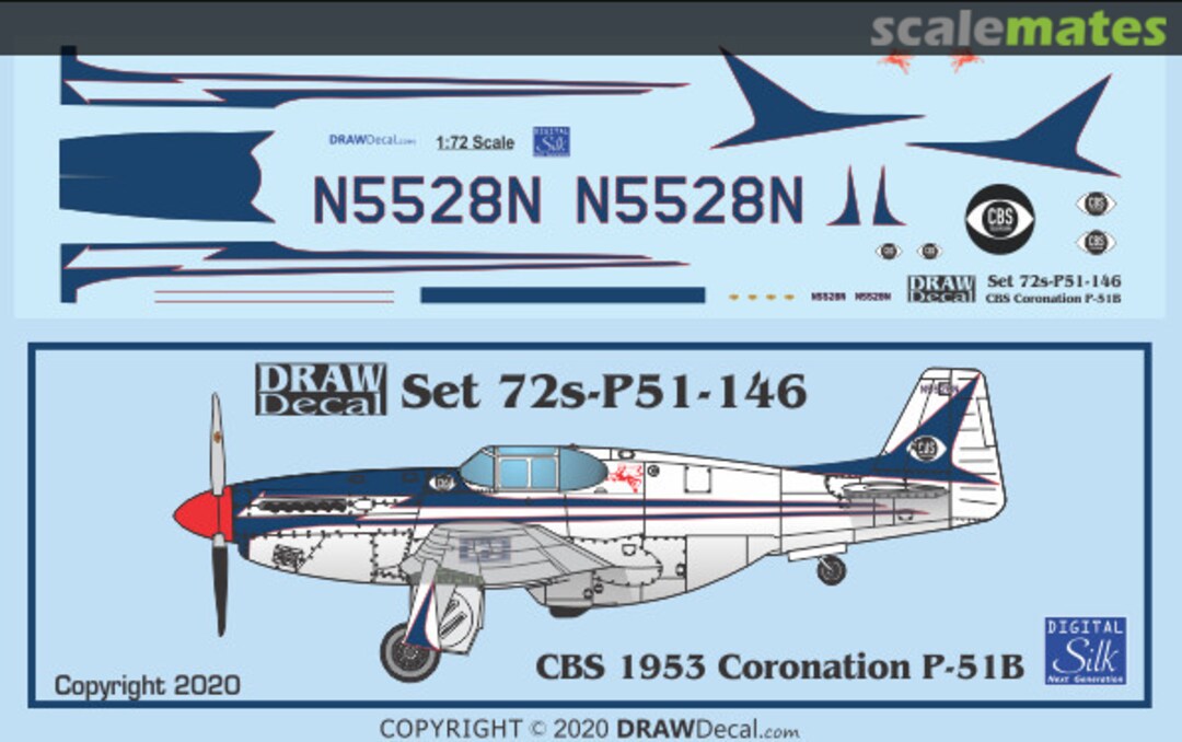 Boxart CBS 1953 Coronation P-51B 72-P51-146 Draw Decal Boxart CBS 1953 Coronation P-51B 72-P51-146 Draw Decal