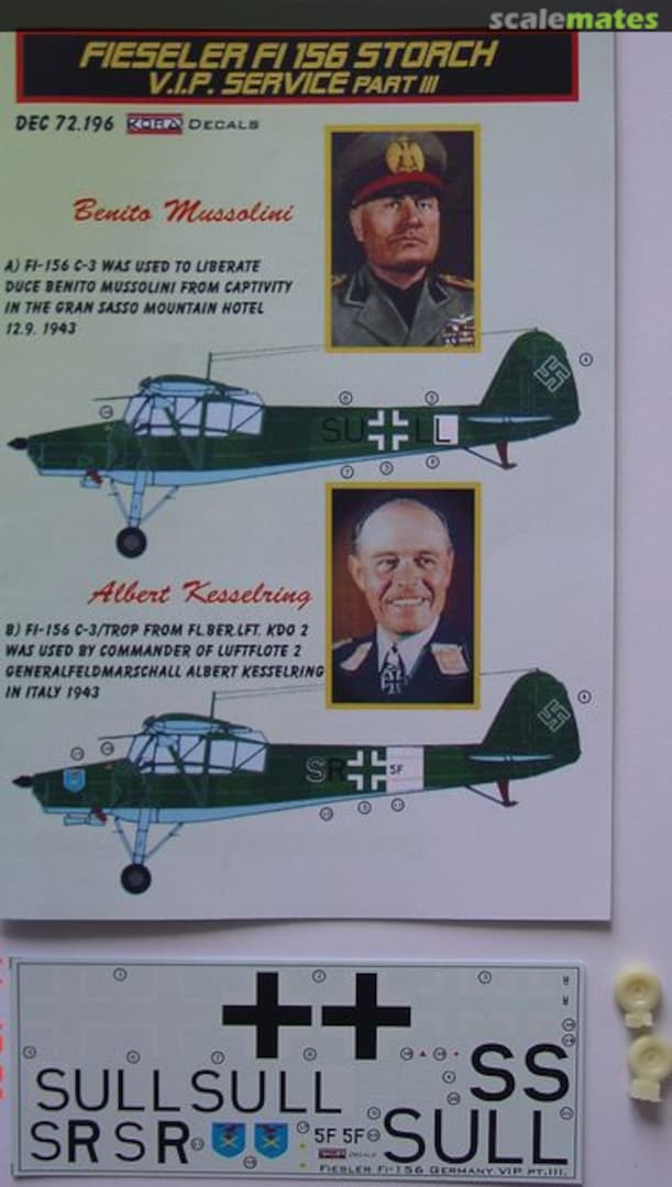 Boxart Fieseler Fi 156 Storch V.I.P. Service Part III DEC72196 Kora Models