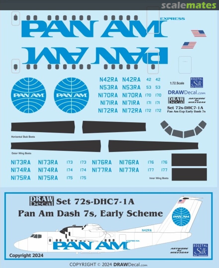 Boxart Pan Am Express Dash 7s, Early Scheme 72-DHC7-1A Draw Decal Boxart Pan Am Express Dash 7s, Early Scheme 72-DHC7-1A Draw Decal
