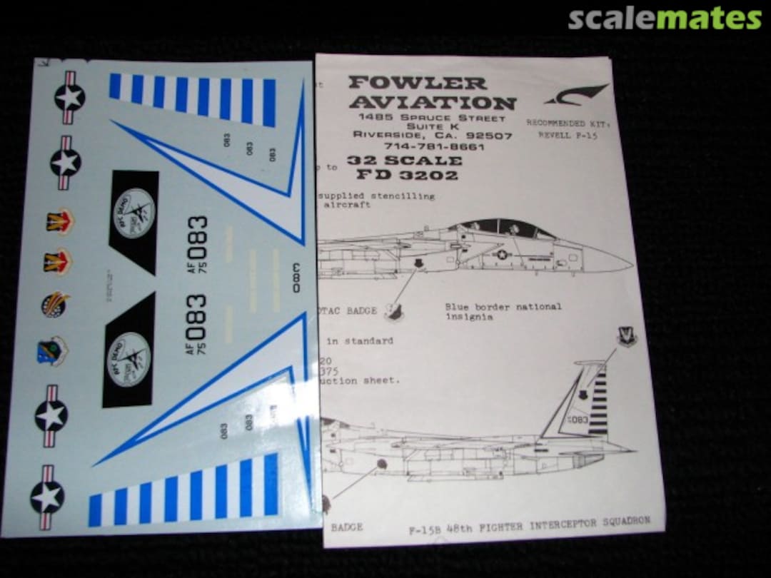 Boxart McDonnell Douglas F-15A-B Eagle: USAF Langley AFB FD3202 Fowler Aviation Decals Boxart McDonnell Douglas F-15A-B Eagle: USAF Langley AFB FD3202 Fowler Aviation Decals