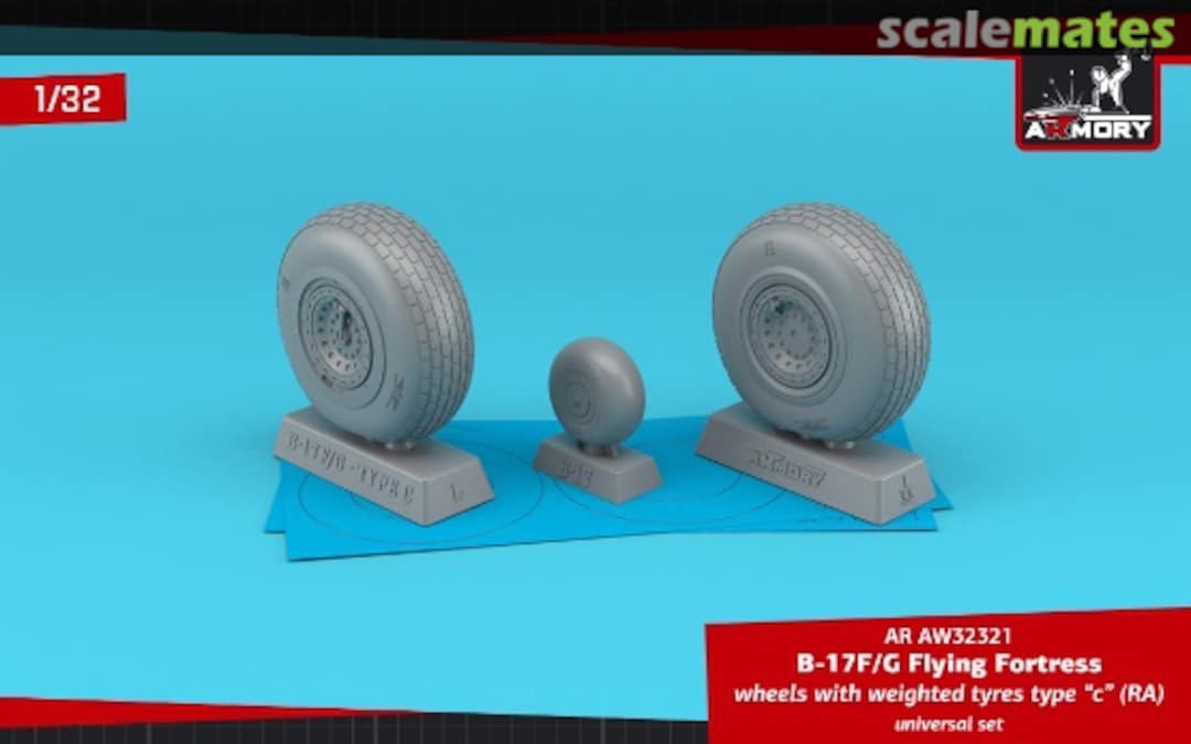 Boxart B-17F/G Flying Fortress wheels w/ weighted tyres type C (RA) AR AW32321 Armory Boxart B-17F/G Flying Fortress wheels w/ weighted tyres type C (RA) AR AW32321 Armory
