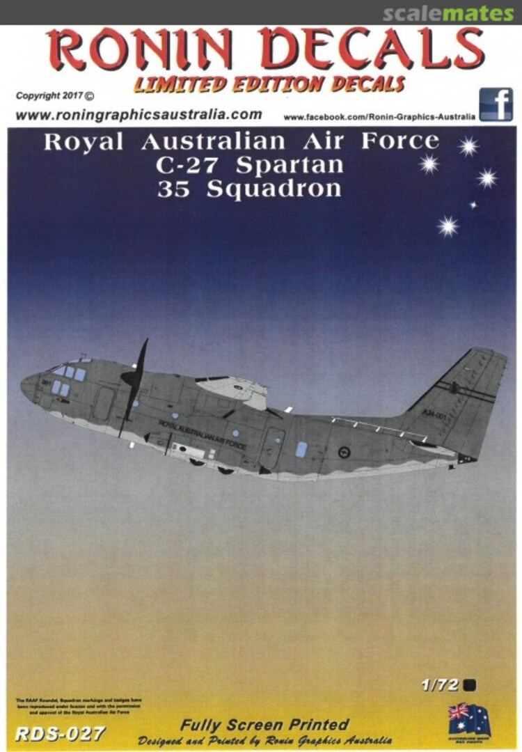 Boxart C-27 Spartan - RAAF 35 Squadron RDS-027 Ronin Decals Boxart C-27 Spartan - RAAF 35 Squadron RDS-027 Ronin Decals