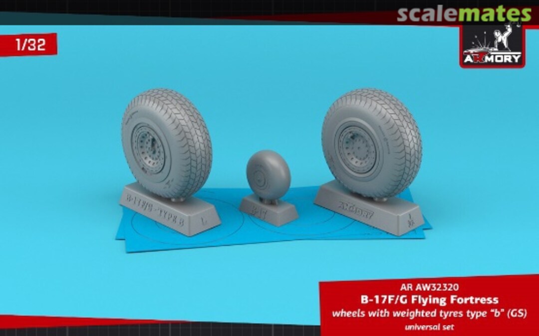 Boxart B-17F/G Flying Fortress wheels w/ weighted tyres type B (GS) AR AW32320 Armory Boxart B-17F/G Flying Fortress wheels w/ weighted tyres type B (GS) AR AW32320 Armory