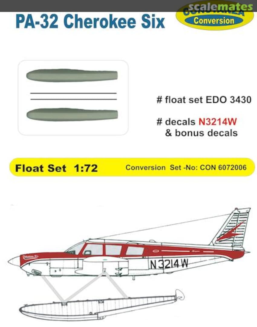 Boxart PA-32 Cherokee Six Float Conversion CON 6072006 Constanza Kit Boxart PA-32 Cherokee Six Float Conversion CON 6072006 Constanza Kit