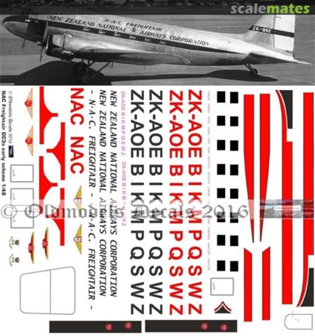 Boxart NAC Freightair DC-3 1st scheme OMD1032A Oldmodels Decals Boxart NAC Freightair DC-3 1st scheme OMD1032A Oldmodels Decals