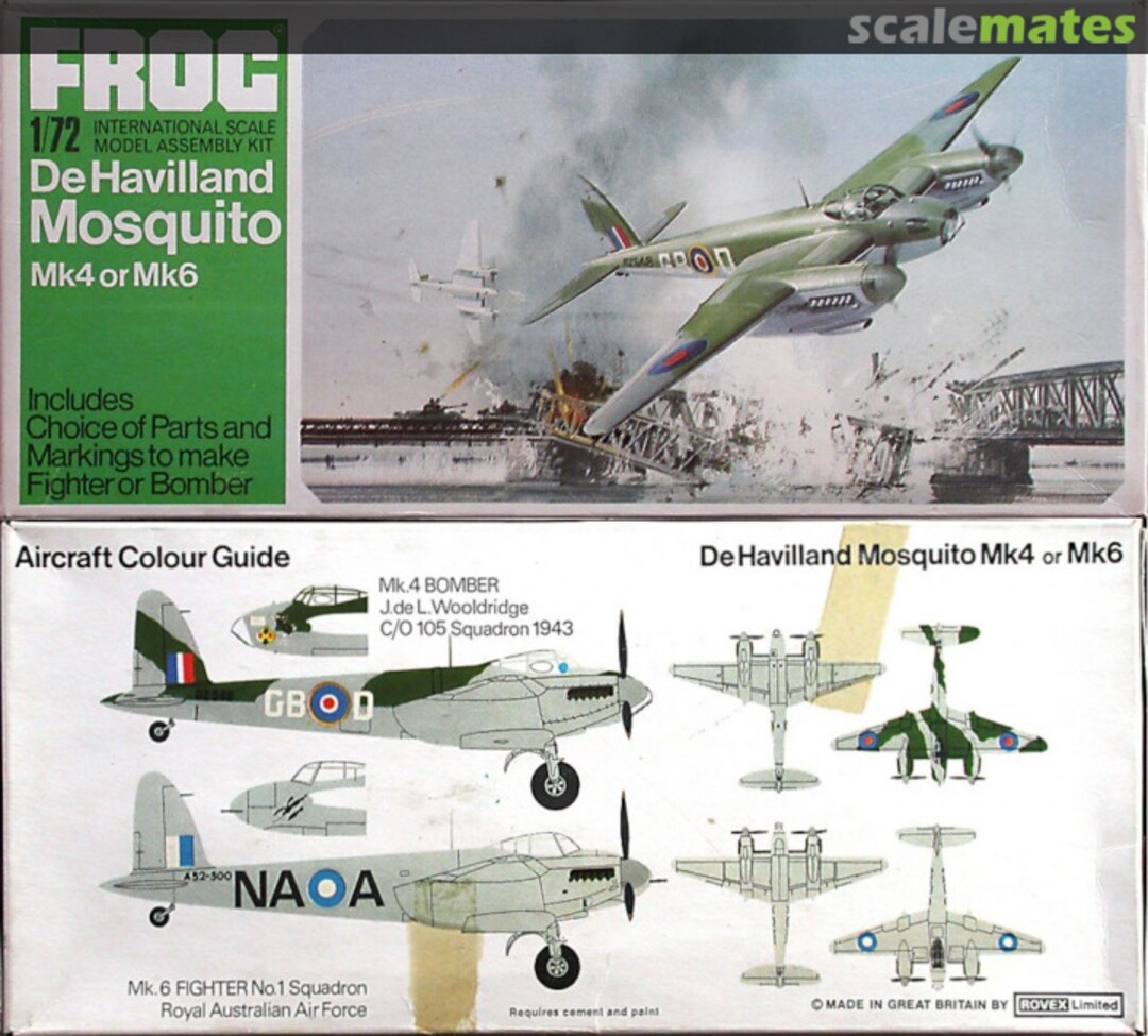 Boxart De Havilland Mosquito Mk4 or Mk6 F187 FROG Boxart De Havilland Mosquito Mk4 or Mk6 F187 FROG