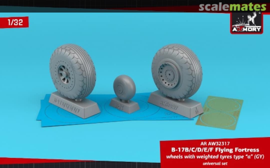 Boxart B-17B/C/D/E/F Flying Fortress wheels w/ weighted tyres AR AW32317 Armory Boxart B-17B/C/D/E/F Flying Fortress wheels w/ weighted tyres AR AW32317 Armory