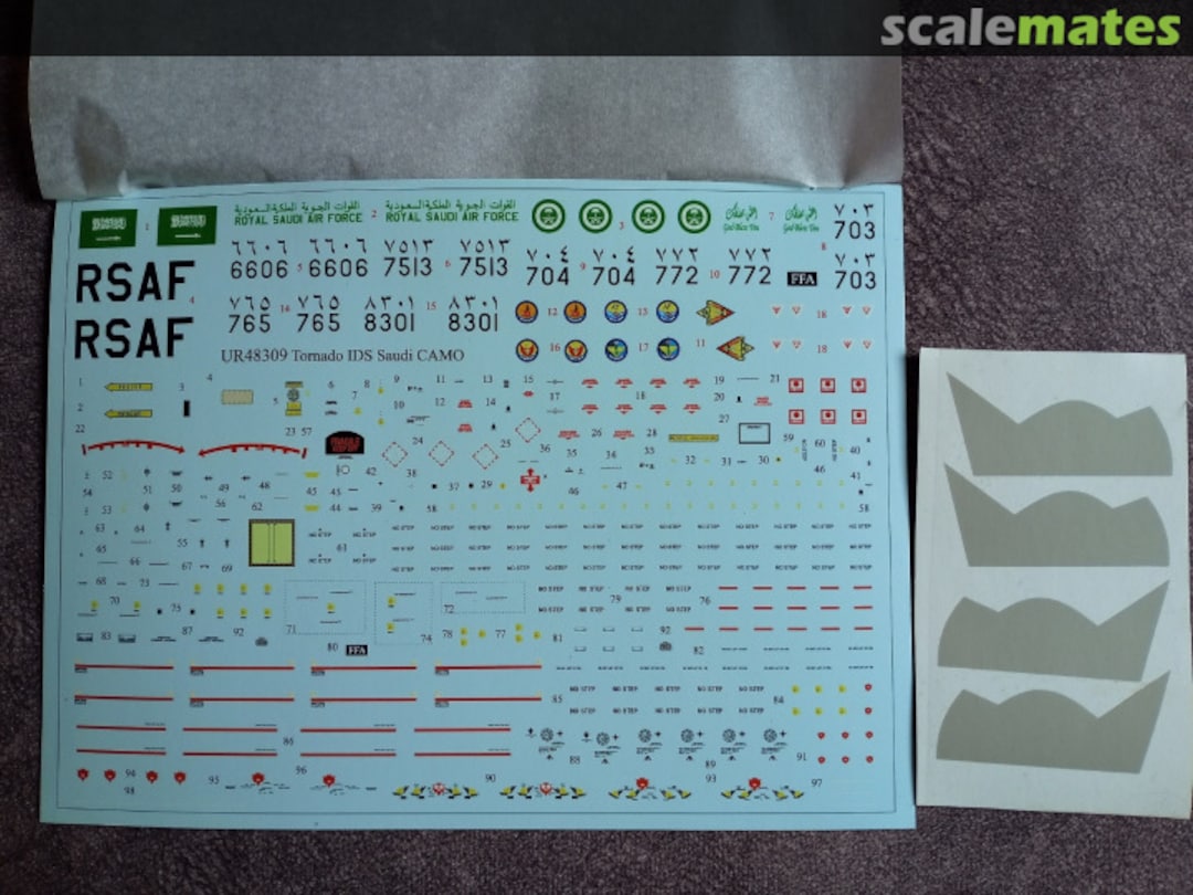 Contents Panavia Tornado IDS RSAF CAMO with stencils UR48309 UpRise Decal Contents Panavia Tornado IDS RSAF CAMO with stencils UR48309 UpRise Decal