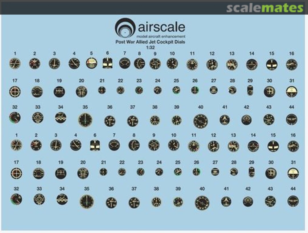 Boxart Post War Allied Jets Cockpit Dials AS32 AJET Airscale Boxart Post War Allied Jets Cockpit Dials AS32 AJET Airscale