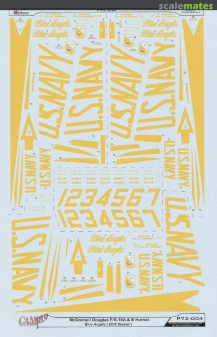 Boxart Pro Decals - F-18A F-18B Hornet Blue Angels 2006 P72-004 CAM Boxart Pro Decals - F-18A F-18B Hornet Blue Angels 2006 P72-004 CAM