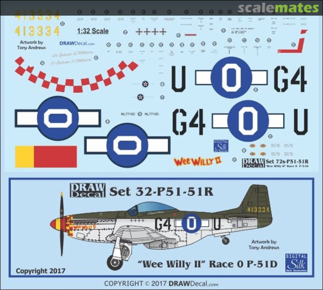Boxart P-51D "Wee Willy II" Race 0 32-P51-51R Draw Decal Boxart P-51D "Wee Willy II" Race 0 32-P51-51R Draw Decal