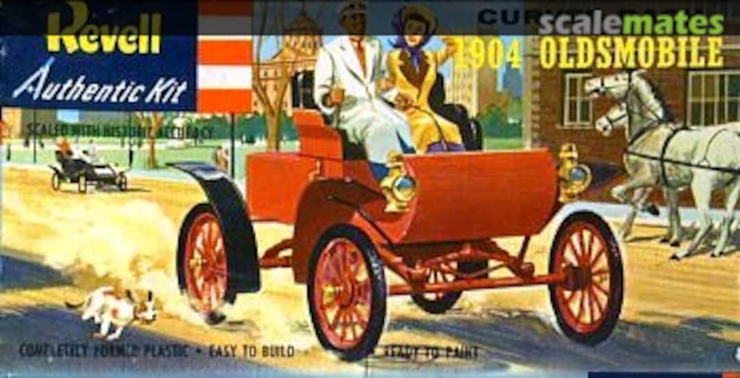 Boxart 1904 Curved Dash Oldsmobile H-102 Revell (Great Britain) Boxart 1904 Curved Dash Oldsmobile H-102 Revell (Great Britain)
