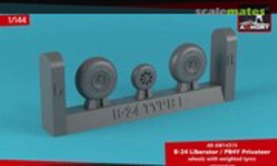 1:144 B-24 Liberator / PB4Y Privateer wheels w/ weighted tires (Armory AR AW14319) AR AW14319