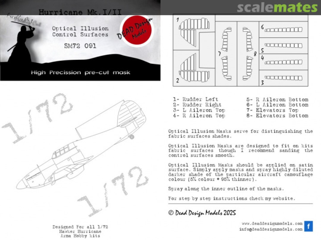 Boxart Hawker Hurricane Mk.I / Mk. II - Optical Illusion Control Surfaces SM72091 DEAD Design Models