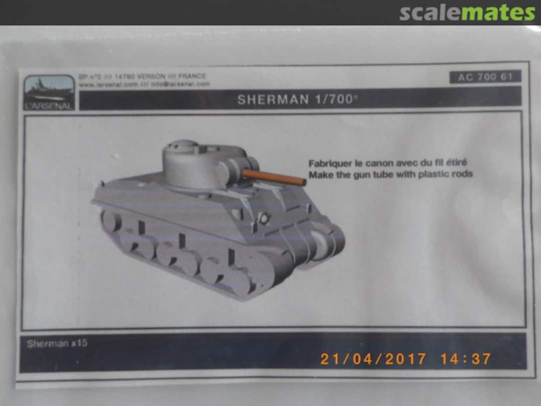 Boxart Sherman (15 Pcs.) AC 700 61 L'Arsenal Boxart Sherman (15 Pcs.) AC 700 61 L'Arsenal
