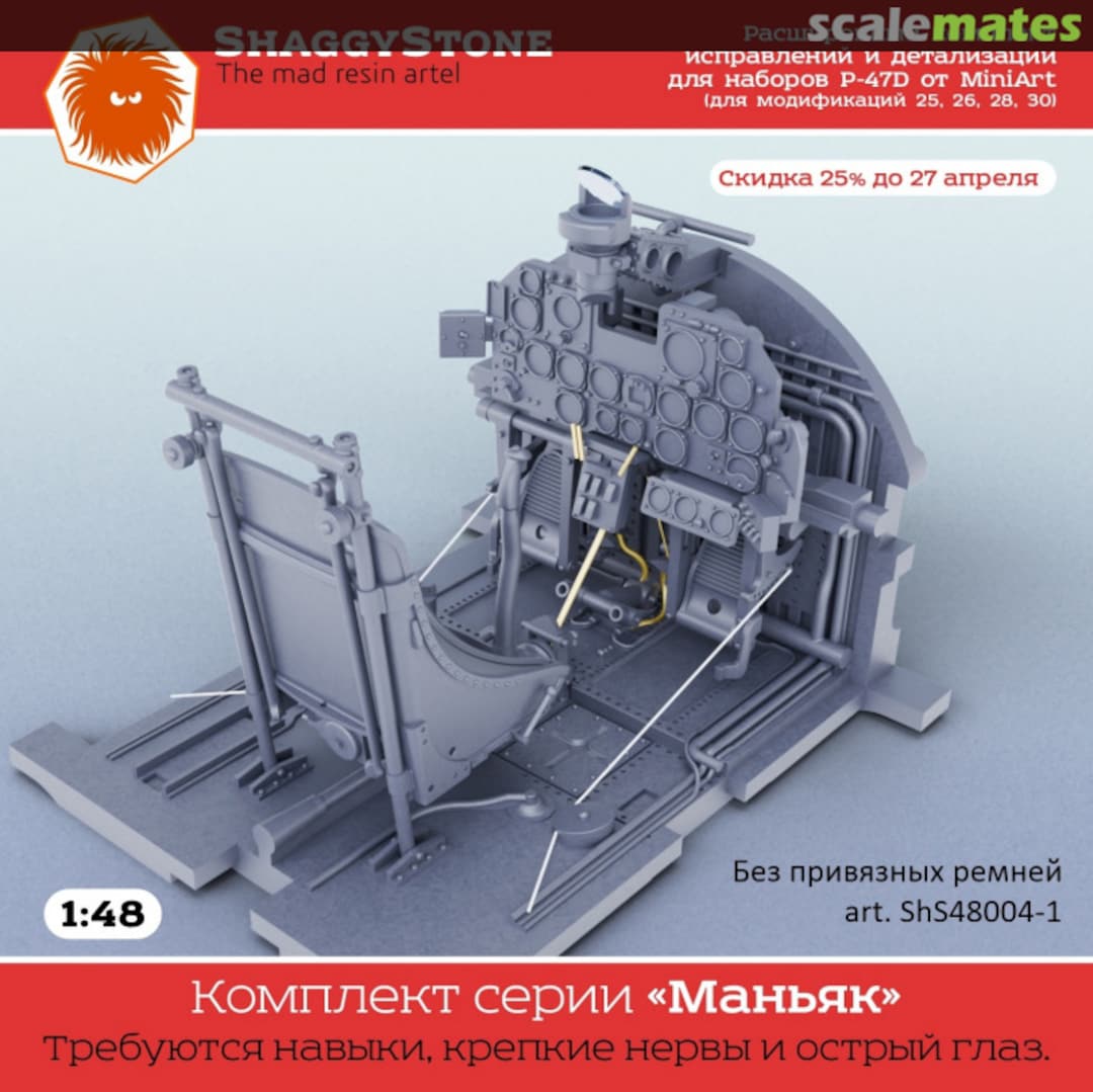 Boxart P-47D Thunderbolt detail set (no belts) ShS48004-1 ShaggyStone