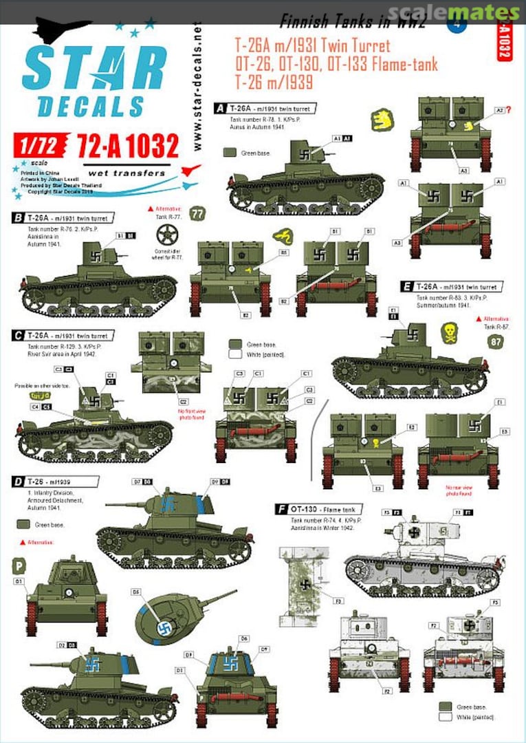 Boxart Finnish Tanks in WW2 # 4 72-A1032 Star Decals Boxart Finnish Tanks in WW2 # 4 72-A1032 Star Decals