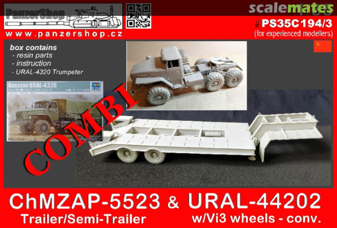Boxart ChMZAP-5523 & URAL-44202 w/Vi3 wheels & URAL-4320 Trumpeter Combi_PS35C194/3 PanzerShop Boxart ChMZAP-5523 & URAL-44202 w/Vi3 wheels & URAL-4320 Trumpeter Combi_PS35C194/3 PanzerShop
