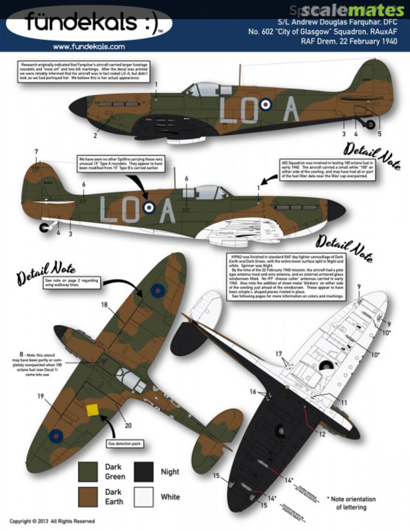 Boxart Spitfire Mk 1, K9962 48-A06 fündekals Boxart Spitfire Mk 1, K9962 48-A06 fündekals