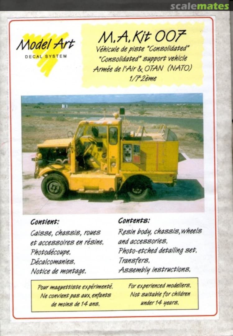 Boxart "Consolidated" support vehicle M.A. Kit 007 Model Art Decal System Boxart "Consolidated" support vehicle M.A. Kit 007 Model Art Decal System