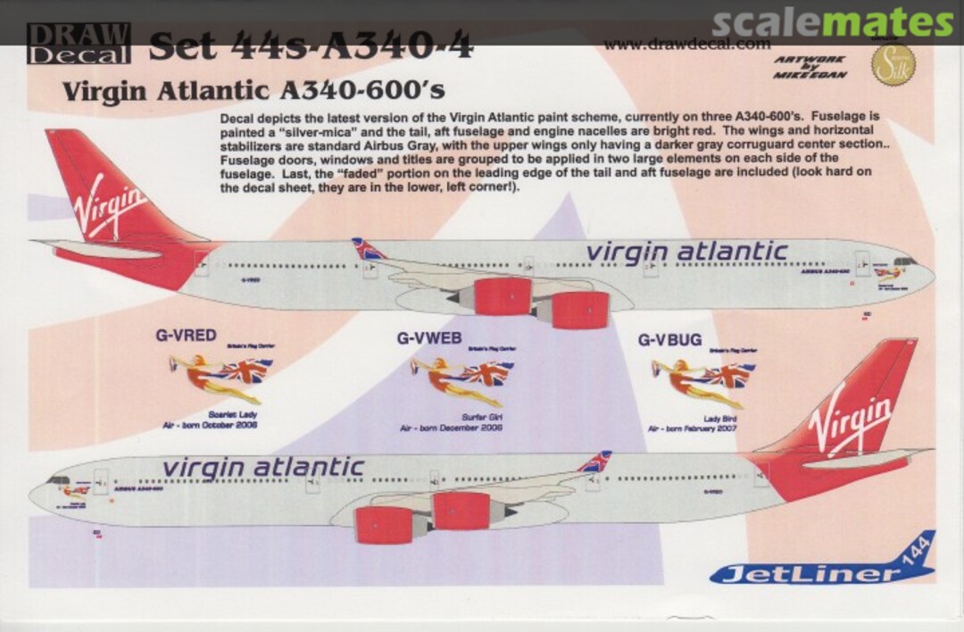 Boxart Virgin Atlantic A340-600's 44s-A340-4 Draw Decal Boxart Virgin Atlantic A340-600's 44s-A340-4 Draw Decal