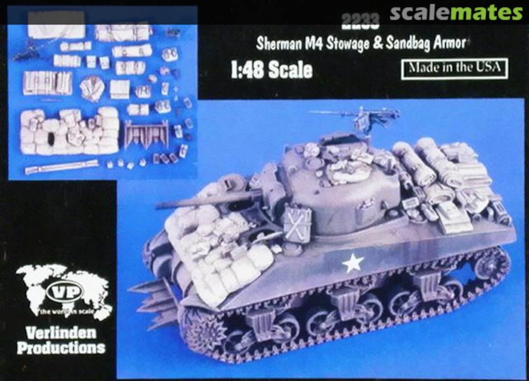 Boxart Sherman M4 Stowage & Sandbag Armor 2233 Verlinden Productions Boxart Sherman M4 Stowage & Sandbag Armor 2233 Verlinden Productions