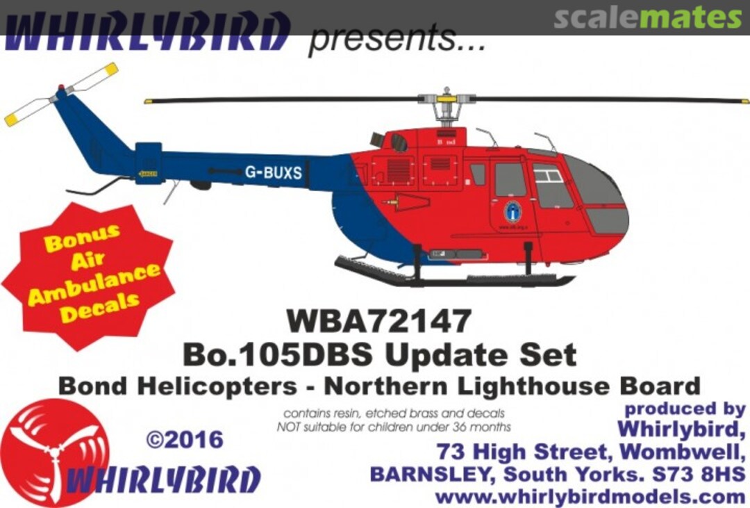 Boxart Bo.105DBS Bond - Northern Lighthouse Board + East Anglian Air Ambulance WBA72147 Whirlybird Boxart Bo.105DBS Bond - Northern Lighthouse Board + East Anglian Air Ambulance WBA72147 Whirlybird