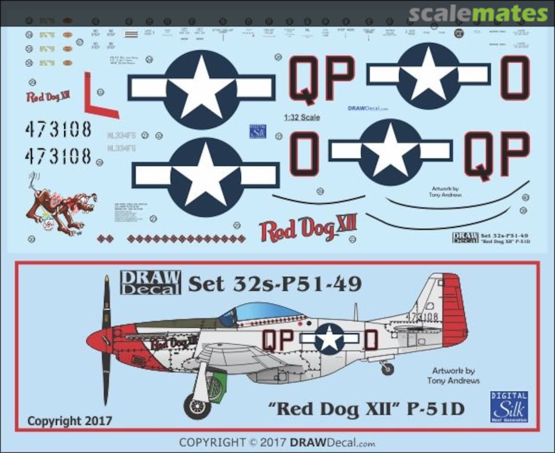 Boxart P-51D "Red Dog XII" 32-P51-49 Draw Decal Boxart P-51D "Red Dog XII" 32-P51-49 Draw Decal
