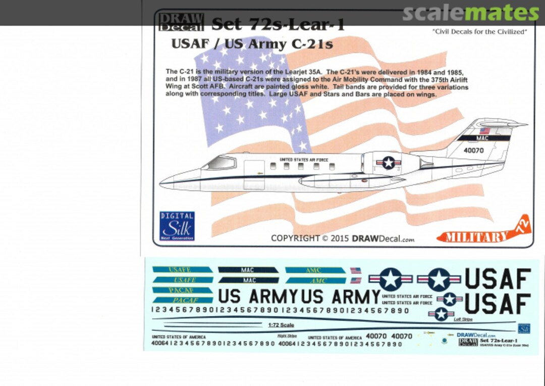 Boxart USAF/US Army C-21s 72s-Lear-1 Draw Decal Boxart USAF/US Army C-21s 72s-Lear-1 Draw Decal