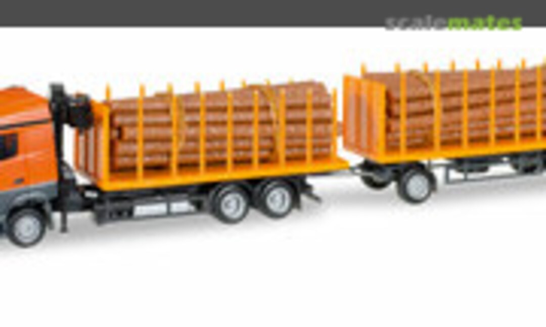 Mercedes-Benz Actros Streamspace 2.5 Holztransporter-Hängerzug, kommunalorange (Herpa 306850)