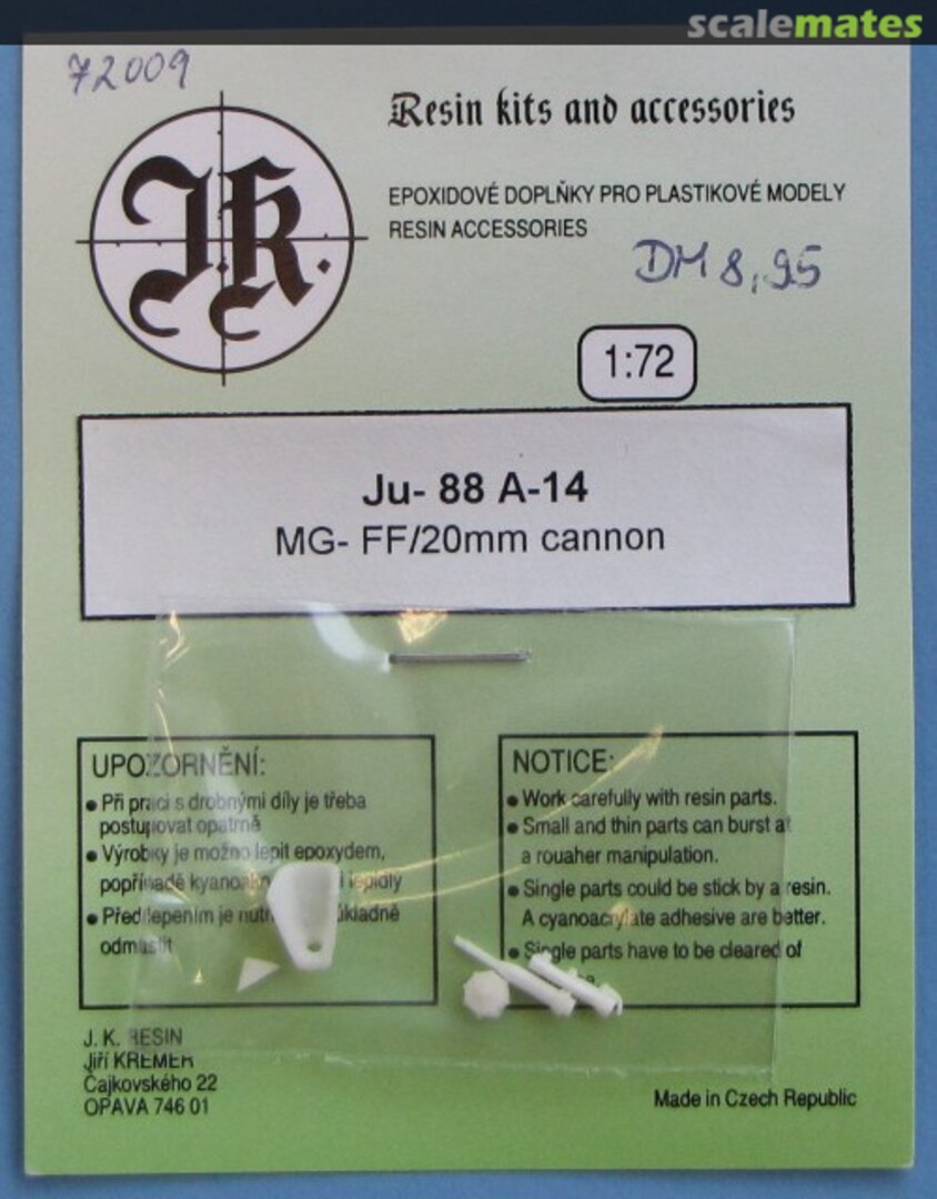 Boxart Junkers Ju 88 A-14 72009 J.K. Resin Boxart Junkers Ju 88 A-14 72009 J.K. Resin