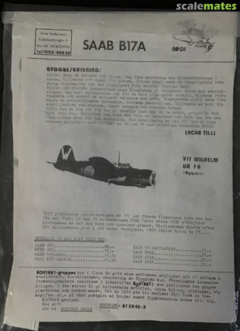Boxart SAAB B 17A 01 Arne Andersson Boxart SAAB B 17A 01 Arne Andersson