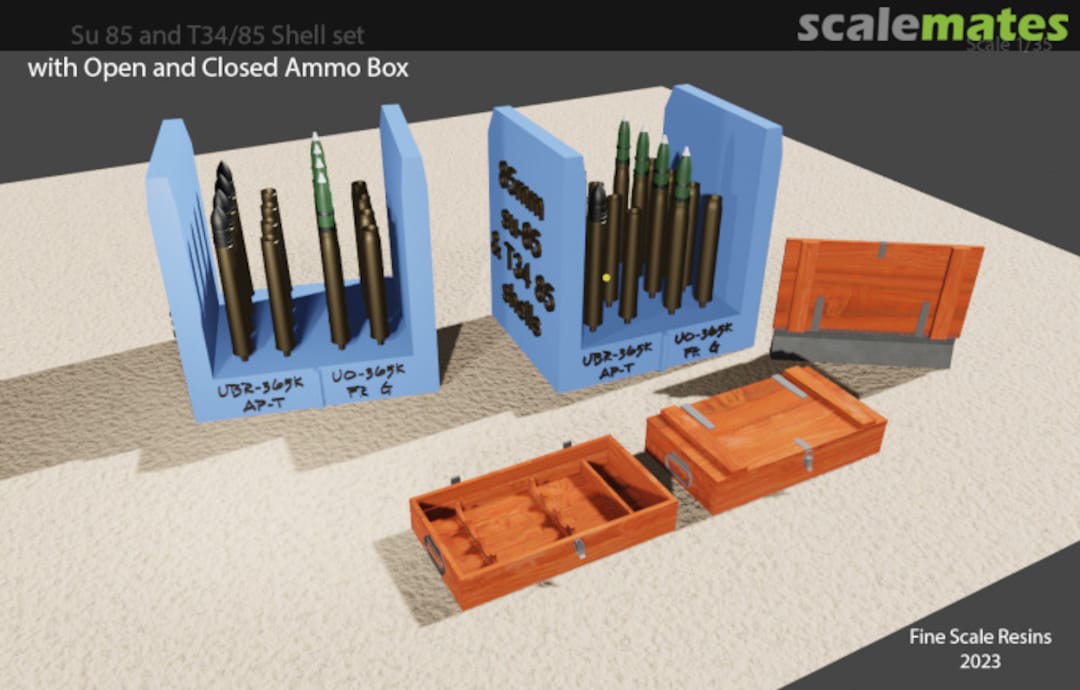 Boxart Su85 & T34/85 Shell Set with Opened and Closed Ammo Box Fine Scale Resins Boxart Su85 & T34/85 Shell Set with Opened and Closed Ammo Box Fine Scale Resins