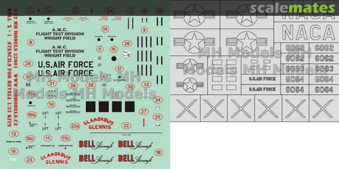 Boxart Bell X-1 Stencils with Airbrush Mask D32001X MH Models