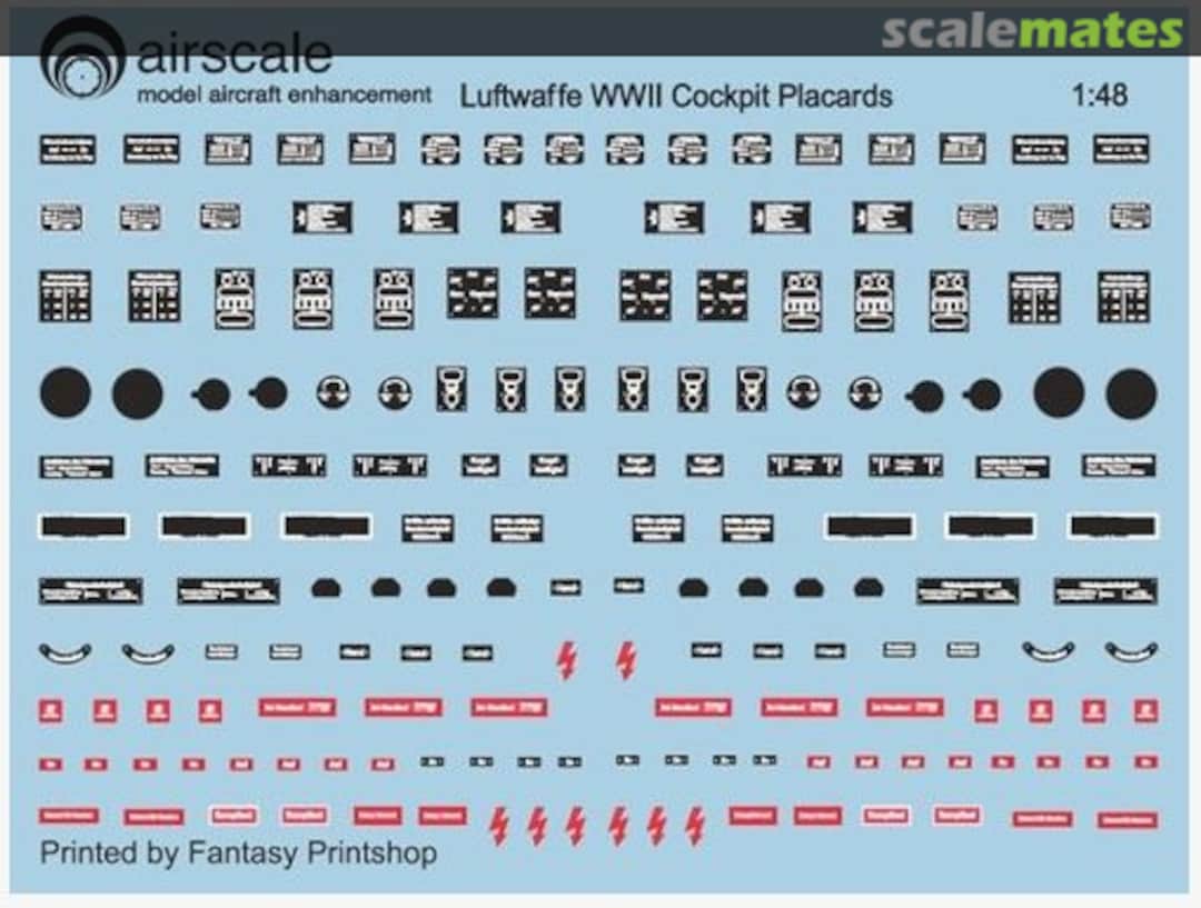 Boxart Luftwaffe WWII Cockpit Placards AS48 SCH Airscale