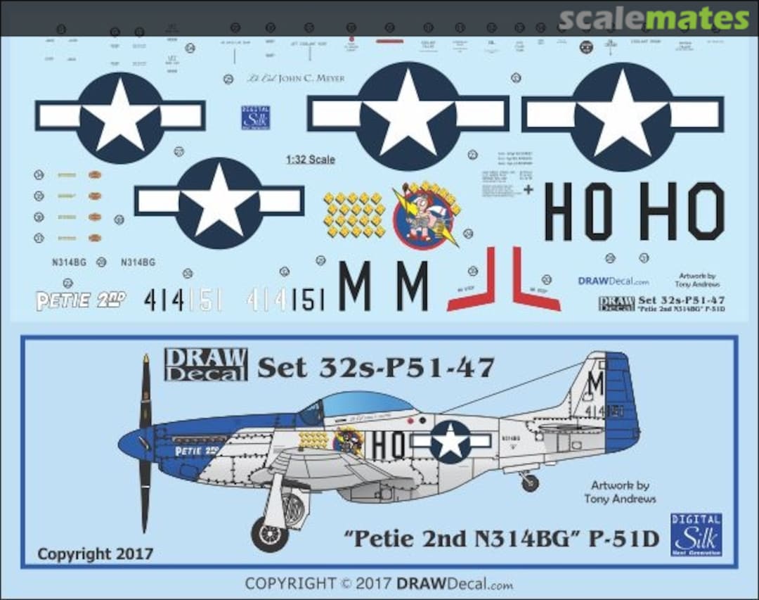 Boxart P-51D "Petie 2nd" N314BG 32-P51-47 Draw Decal Boxart P-51D "Petie 2nd" N314BG 32-P51-47 Draw Decal