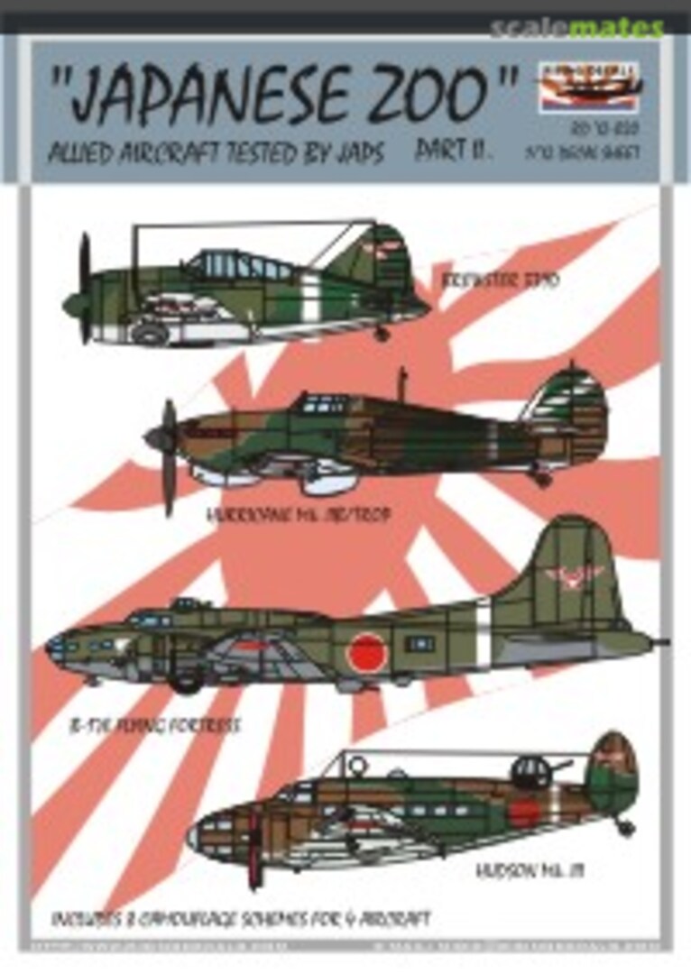 Boxart Japanese Zoo - Part II - Allied Aircraft tested by Japs 72-020 Rising Decals Boxart Japanese Zoo - Part II - Allied Aircraft tested by Japs 72-020 Rising Decals