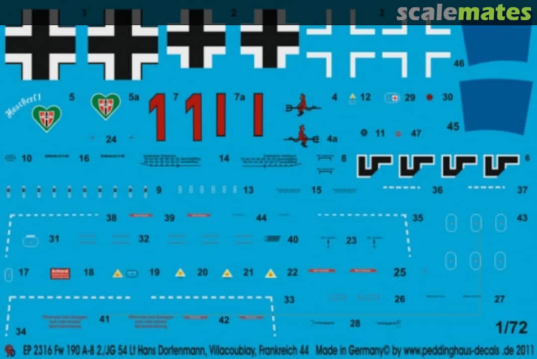 Boxart Fw 190 A-8 2./JG 54 Lt Hans Dortenmann, Frankreich, Villacoublay, Juni 44 EP 2316 Peddinghaus-Decals Boxart Fw 190 A-8 2./JG 54 Lt Hans Dortenmann, Frankreich, Villacoublay, Juni 44 EP 2316 Peddinghaus-Decals