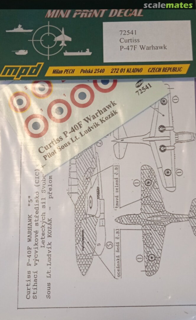 Boxart Curtiss P-40F Warhawk 72541 Mini Print Decal Boxart Curtiss P-40F Warhawk 72541 Mini Print Decal
